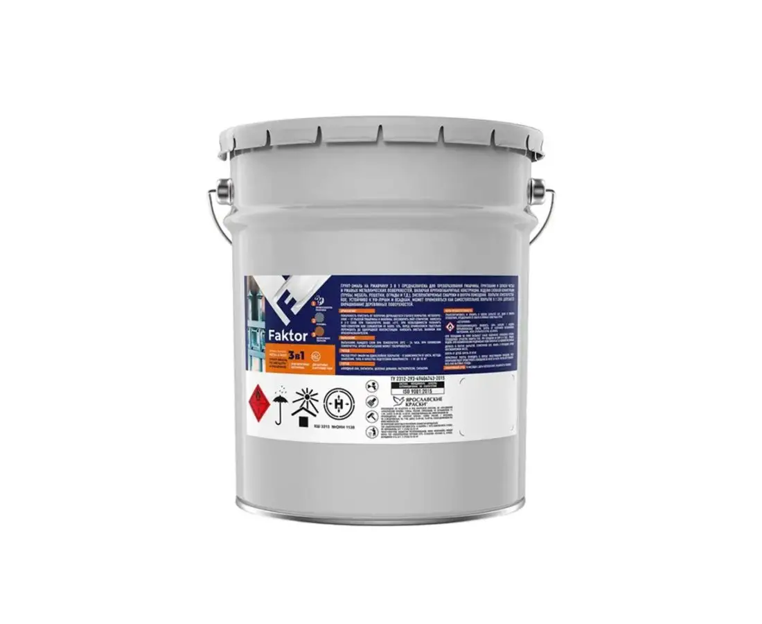 ანტიკოროზიული გრუნტი შავი 3x1, 20კგ FACTOR — გრუნტი